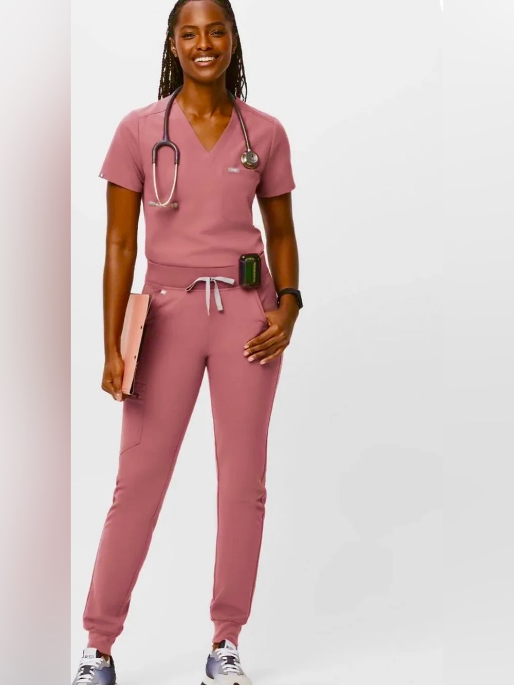 FIGS Set Rose Dusty Pink Top and Jogger Scrub Set